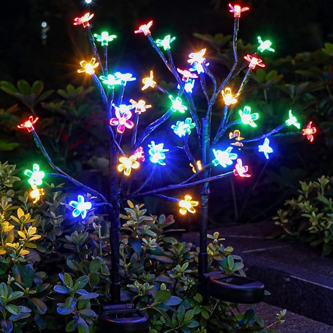 Solar Garden Lights Garden Decor, Solar Flowers Outdoor Decorative,2Pack 40LED Fairy Solar Lights Outdoor Waterproof Outside Yard,Patio,Pathway Decorations,Gardening Gifts for Women Mom