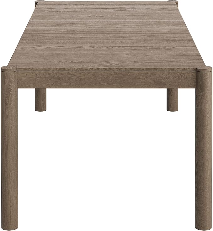Modway Eleni 89-Inch Outdoor Teak Wood Dining Table in Weathered Gray – Rectangular Patio Dining Table with Slatted Top for Patios, Decks, Or Gardens