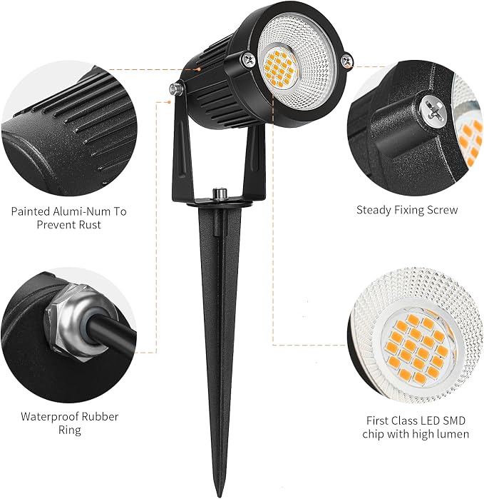 REEGOLD Low Voltage Landscape Lights Outdoor: 7W 700LM LED Landscape Lighting with Connectors for Tree Garden Yard Pathway | 12V 24V Warm White 2700K Spotlights | IP65 Waterproof | 24 Pack