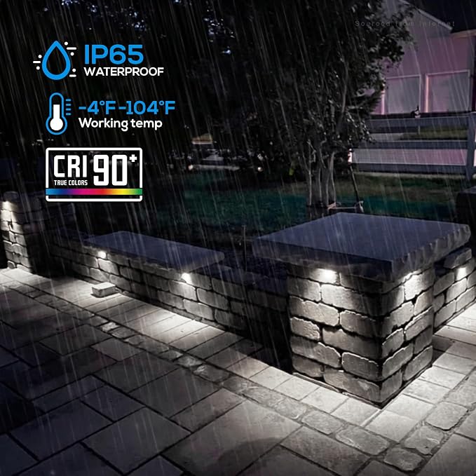 LEONLITE 4-Pack 4 Inch LED Hardscape Lighting, 1W/2W/3W, 5000K Daylight | Update Dimmable Retaining Wall Lights, Low Voltage Landscape Lighting, 12-24V AC/DC Paver Light, Outdoor Step Lights, ETL