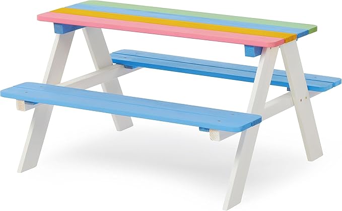 BTExpert Kids Picnic Table Wooden Child Children Activity Sensory Chair Bench Set - Wood