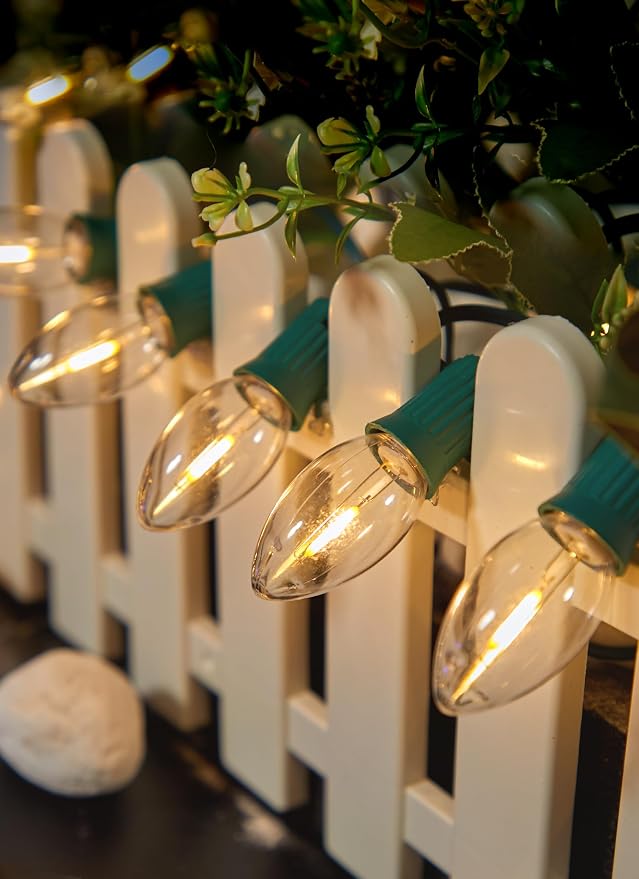 Vintage C9 Christmas Lights Outdoor, 200Ft 100 LED Warm White String Lights | Waterproof Shatterproof Connectable Christmas Tree Lights for House Outside Roofline Patio Yard Home Xmas Decorations