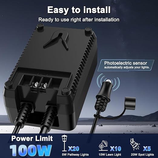 Vansdon 60W Low Landscape Voltage Transformer,120V AC to 12V DC,ETL Listed | Timer & Photocell Sensor,Circuit protection & Memory function,4 modes,Weatherproof,for Pathlight,Spotlight,ETL Listed