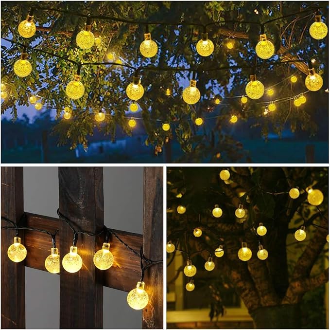 Toodour Solar String Lights Outdoor, 56ft 100 LED Globe String Lights with 8 Modes, Waterproof Solar Christmas Lights for Garden, Lawn, Gazebo, Porch, Yard, Wedding, Party Xmas Decor - Warm White