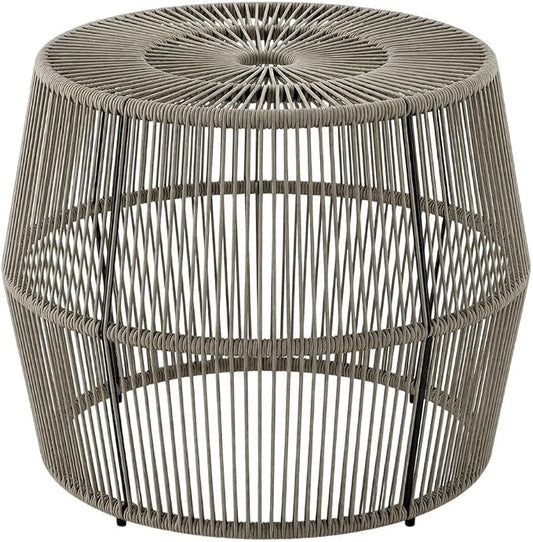 Gray Wicker Round Outdoor Coffee Table with Sturdy Frame, Weather-Resistant Design, Ideal for Patio, Garden, and Outdoor Living Spaces