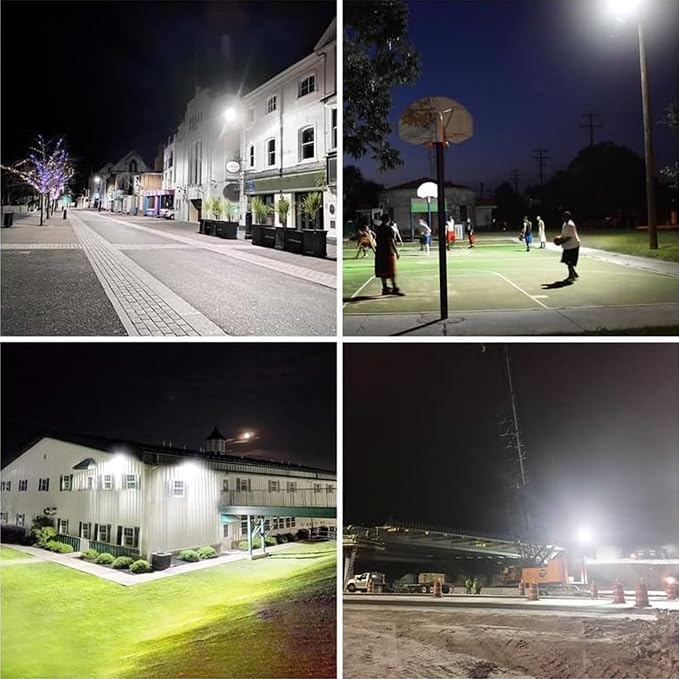 Olafus 2 Pack 200W LED Flood Light Outdoor, 18000LM Super Bright IP66 Waterproof Exterior Security Lights with Plug, 6500K Daylight White Exterior Floodlights for Stadium Yard Barn