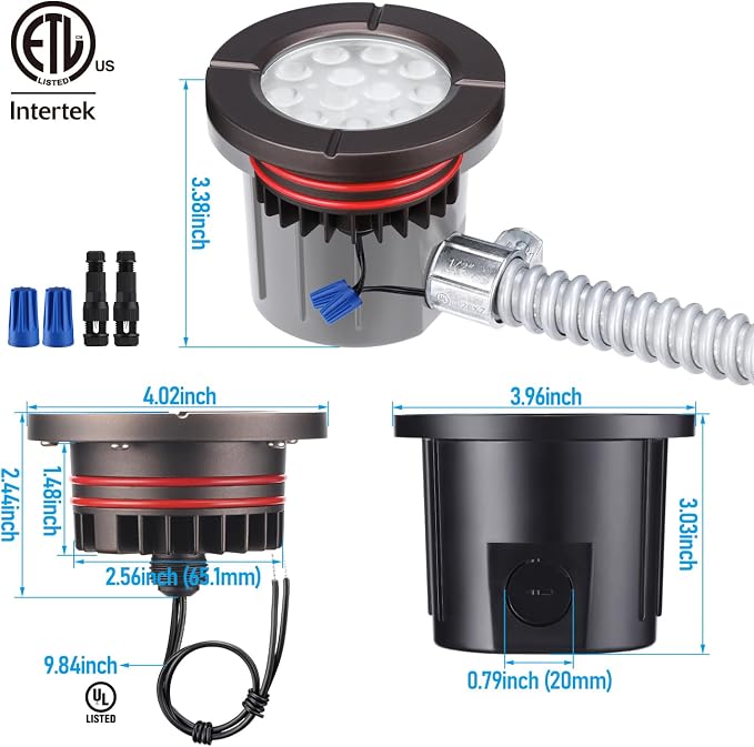 LEONLITE 6-Pack Dia. 4 Inch 5CCT Well Lights Flat Top Oil Rubbed Bronze | 12-24V AC/DC, CRI90, 1800K/2700K/3500K/4000K/5000K, Landscape LED In Ground Outdoor, Low Voltage Garden Landscaping, Aluminum