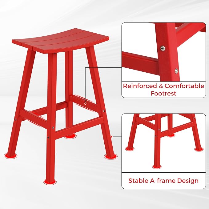 Costaelm Outdoor Bar Table, 42" Counter Height Round Patio Cocktail Bar Table, Patio Bar Table 3-Pieces Set Bistro Dining Table Pub Table for Deck, Backyard, Garden, Red