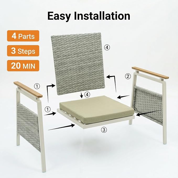 Outdoor Dining Table Set for 4, Rattan Patio Dining Sets with Waterproof Cushions, 5 Piece Patio Table and Chairs Set, Rectangular Dining Table and Patio Chairs for Porch/Deck/Yard, Green