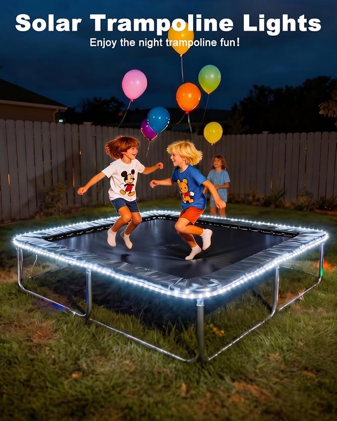 btfarm Solar Rope Lights, 120LED 46FT Solar String Lights Outdoor Waterproof, 8 Lighting Modes Solar Powered Strip Trampoline Light for Outside Garden Tree Christmas Yard Patio Decor, Cool White
