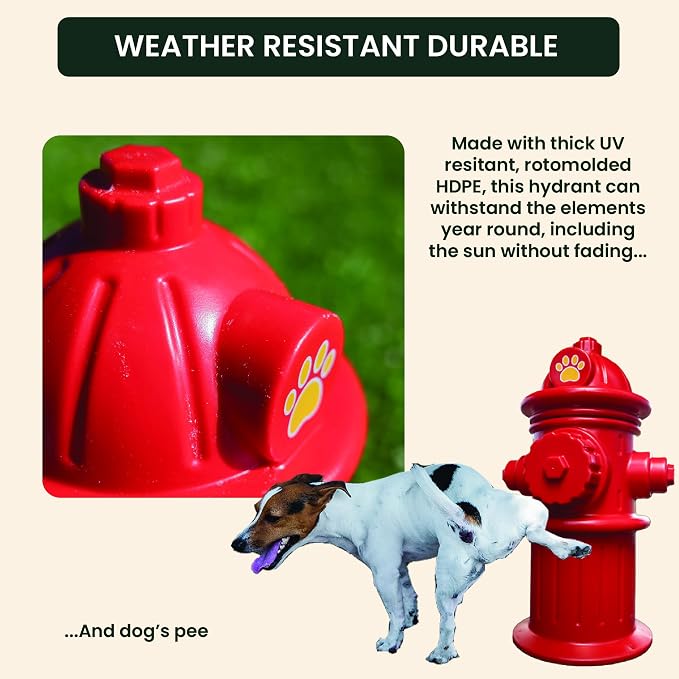 Beuta 24" Red Plastic Fake Fire Hydrant for Dogs to Pee On | Dog Fire Hydrant Pee Post | Dog Pee Post Outdoor with 3 Securing Spikes – Great for Lawn Training & Outdoor Display