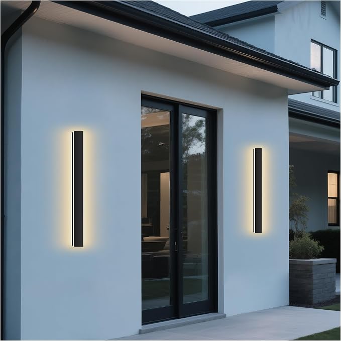 Modern Outdoor Wall Light, 39.4 Inch Linear Outdoor Sconce Lights | Long Outdoor Light Fixtures Wall Mount 3000K LED Exterior Sconce IP65 Waterproof Black Outside Porch Lights for House Garage