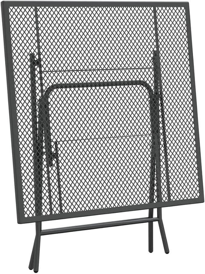 5 Piece Patio Dining Set Expanded Metal Mesh Anthracite | E-Coating Weather-Proof, 7 Position Adjustable Backrest, Foldable Design for Space Saving