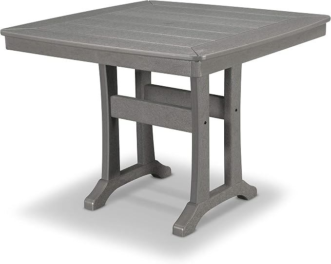POLYWOOD® Nautical Trestle 37" Dining Table in Slate Grey