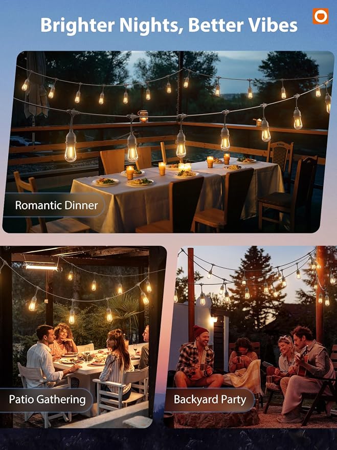 addlon LED Outdoor String Lights 72FT(36*2) Edison Vintage Weatherproof ETL | Commercial Grade Strand with Shatterproof Bulbs, Decorative Hanging Lights for Patio Backyard Garden Cafe Bistro Deck