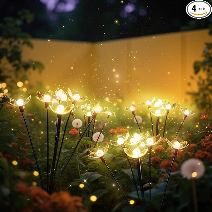 Solar Lights Outdoor, Solar Firefly Swaying Garden Decor Light (24LED) | 2 Lighting Modes, IP65 Waterproof, Garden Decor Lights, Yard Patio Pathway Decoration, Gifts for Women, Grandma