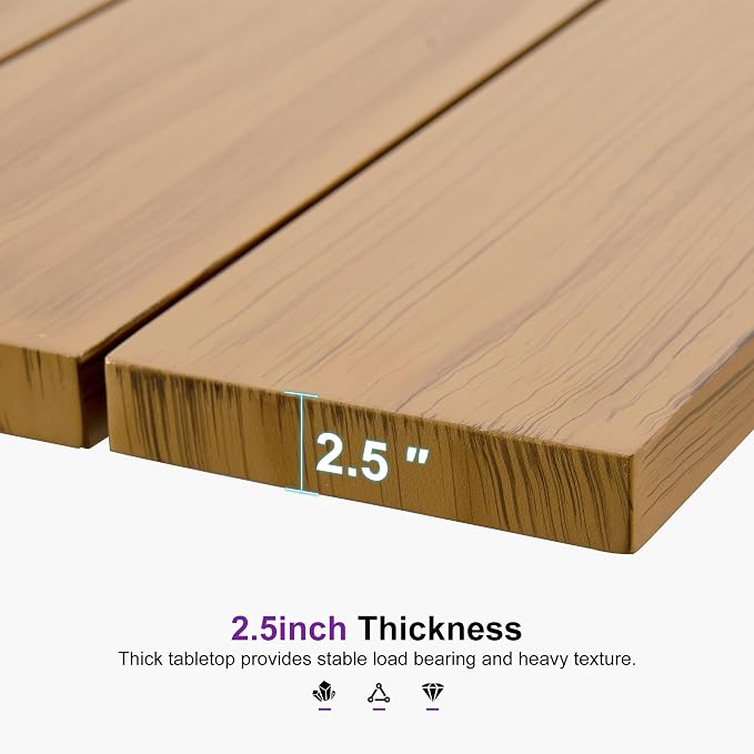 PURPLE LEAF Patio Dining Set for 10 All-Weather Wicker Woodgrain Aluminum 12 Piece Large Outdoor Table and Chairs Set Included Cushions for Backyard Indoor Modern Outdoor Furniture Set Teak Color
