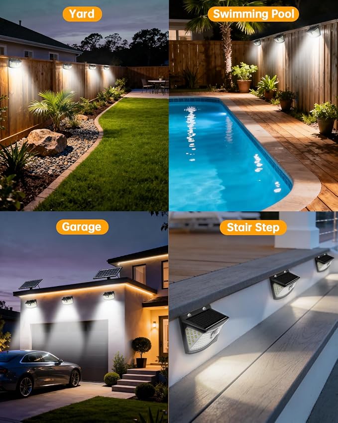 Aootek Solar Motion Sensor Lights Outdoor 120 LEDs, Black, 1 Pack | Lights Reflector, 270° Wide Angle, IP65 Waterproof, Step Lights For Front Door, Yard, Garage, Deck