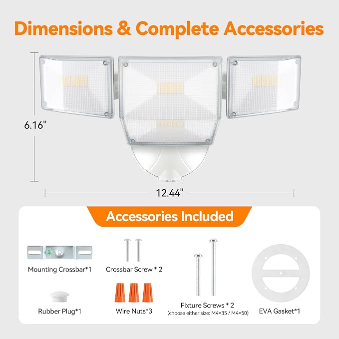 85W 10000LM Dusk to Dawn Outdoor Lighting, 4-Head Super Bright LED Flood Light, 5000K Daylight, IP65 Waterproof Hardwired Exterior Security Light for House Garage, Yard, Backyard (White)