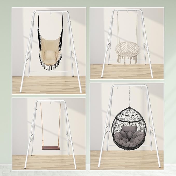 Sturdy Hammock Stand Only - Heavy Duty Frame, Max Stability Iron Frame for Relaxing, 25 LBS Lightweight Yet Strong, 30.31" Top Width, Fits Standard Hammock Chairs, Easy to Move & Store, White