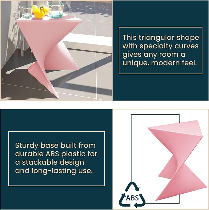 LeisureMod Modern Pink Accent Side Table - Stylish Side Vanity Table for Bedroom & Living Room