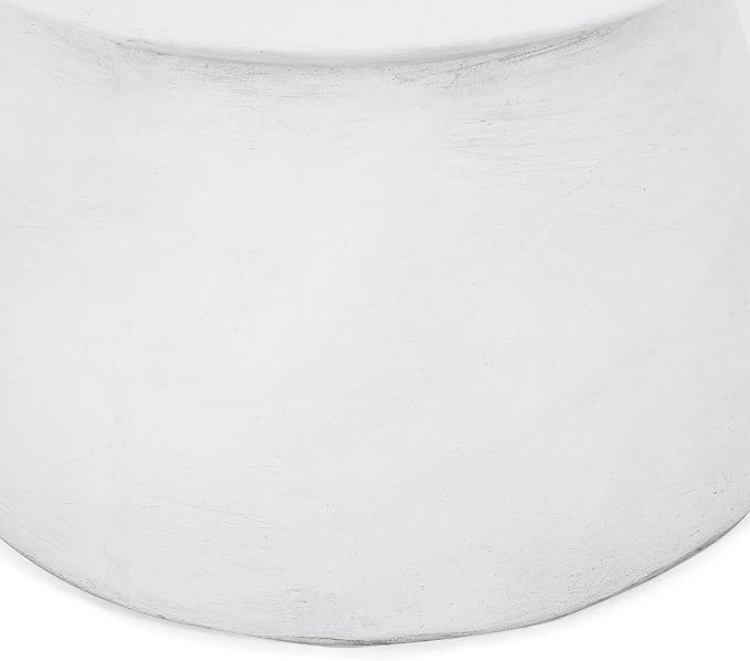 Outdoor Side Table 15.5" Hourglass Shape Lightweight Concrete-Look Outdoor Indoor Accent Table Decorative Garden Stools, for Patio Porch Living Room, White