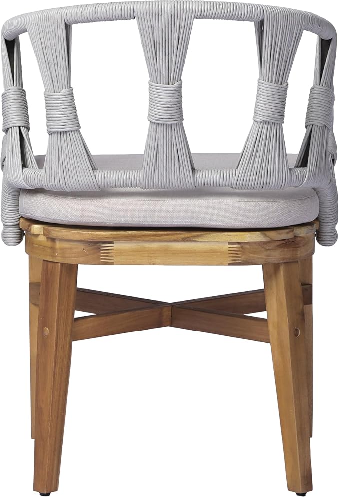 Christopher Knight Home para Acacia Wood Patio Dining Set with Bench, Solid Wood Outdoor Dining Table Set for 6, Outdoor Dining Set with Water-Resistant Cushion, Teak+Beige+Grey
