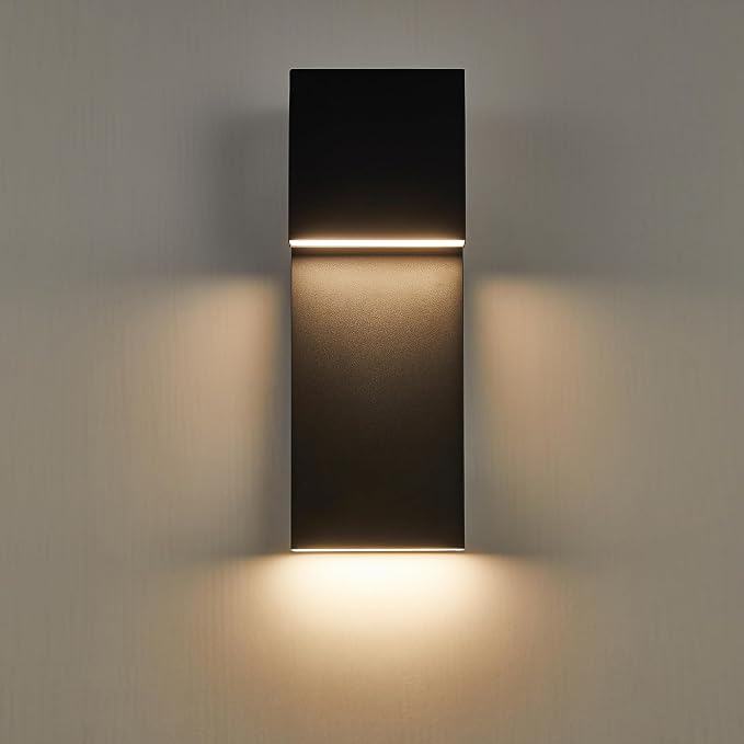 Tarentlight Modern LED Outdoor Wall Sconce 17W Integrated LED Outdoor Wall Mount,Anti Rust Textured Black Suit for Wet Locations and All Rooms,Easily Installed in Any Direction.Bulb Included.