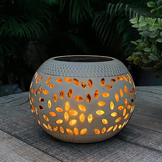 Solar Table Lights Outdoor Waterproof Dancing Flickering Flame Solar Lantern | Solar Lantern Decorative Metal Desktop Lamp for Gifts for Women Outside Garden Yard Patio & Indoor Tabletop Decor