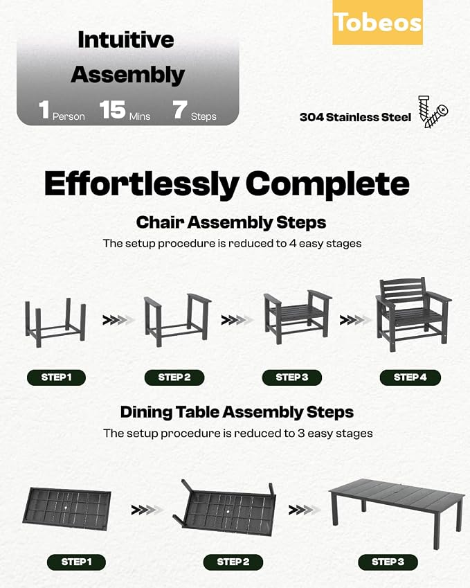 5-Piece Outdoor Dining Set with Aluminum Frame for 4,Gray | HDPE material, 2" umbrella hole, patio table and chairs, ideal for yard, lawn, garden, balcony, deck, poolside