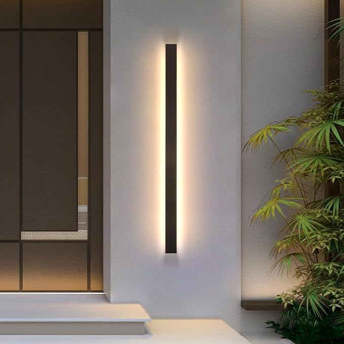 AioTio Modern Outdoor Wall Light, 47inch Exterior Lighting Fixture Wall Mount,Black IP65 Waterproof Porch Lights Wall Sconce,3000K Long LED Linear Outside Lighting for Garage, House,Front Door