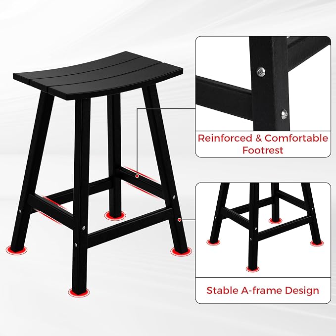 Costaelm Outdoor Bar Table, 37" Counter Height Round Patio Cocktail Bar Table, Patio Bar 3-Pieces Set Bistro Dining Pub Table for Deck, Backyard, Garden, Black