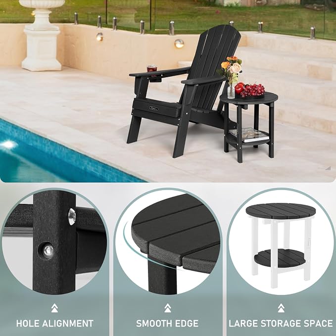 FUNBERRY Outdoor Adirondack Side Table Set of 2, Patio End Tables | 2-Tier, HDPE All Weather, No Rot or Rust or Crack, UV Fade Shield, Save Space, Easy-Clean for Indoor or Outdoor