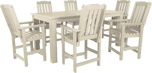 Highwood AD-ST7LH2CO5BA-WAE Lehigh 7pc Rectangular Counter Height Dining Set 84" x 42", Whitewash