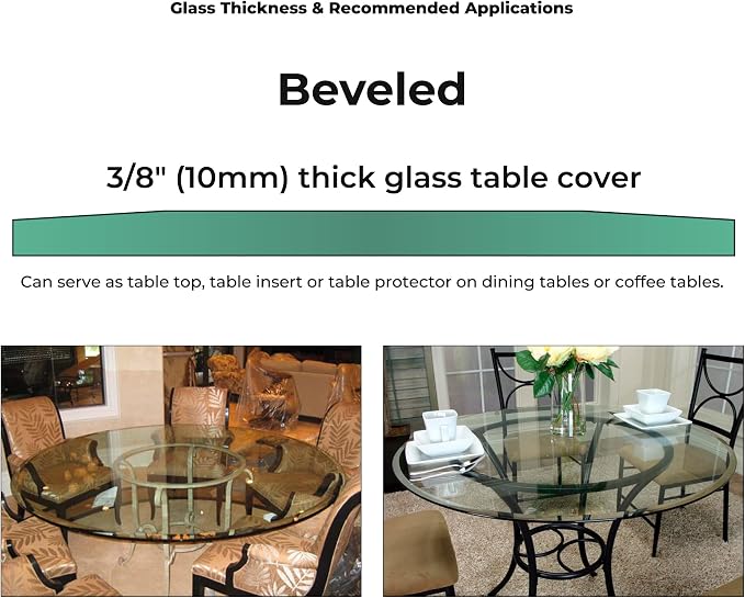 36" Inch Round Glass Table Top 3/8" Thick Tempered Beveled Edge by Fab Glass and Mirror