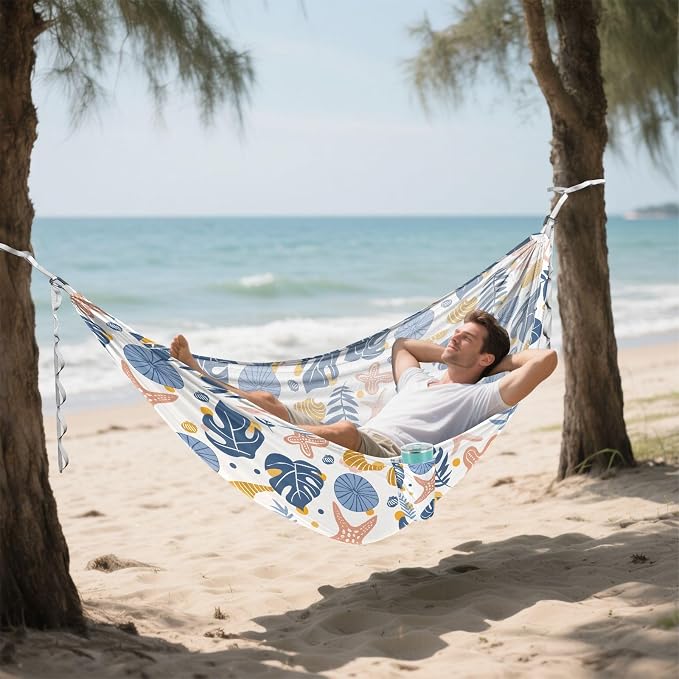 Camping Hammock Outdoor Hammocks for Outside Shell Plants Leaf Beach Beach Trees Portable Lightweight with Pockets Tree Straps Indoor