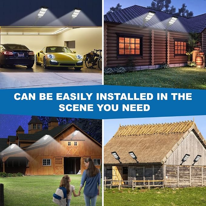 Solar Lights Outdoor Waterproof 6 Pack, Solar Flood Street Lights Dusk to Dawn Motion Sensor 6500K LED Security Outdoor Lights with Remote Control for Patio Barn Yard Garage Garden