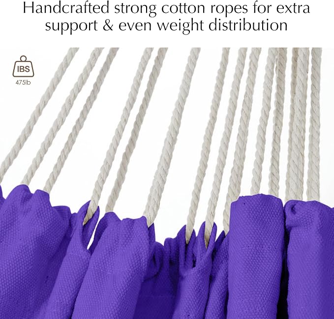 PNAEUT Double Hammocks for Outside, Replacement Outdoor Tree Hammock for Indoor Patio Porch Garden (Purple, Medium)