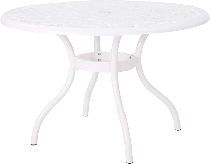 Christopher Knight Home Simon Outdoor Aluminum Round Dining Table, White