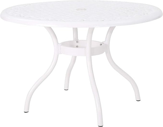 Christopher Knight Home Simon Outdoor Aluminum Round Dining Table, White