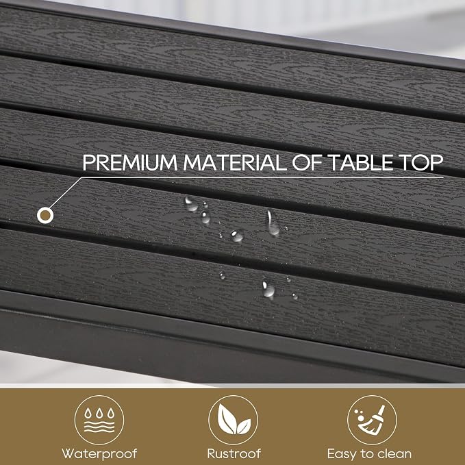 Outdoor Bar Table, 63" Black Patio Counter Height Bar Table, Outdoor Console Table with Weather Resistant Waterproof Top for Hot Tub, Balcony, Garden, Yard, Poolside,Black