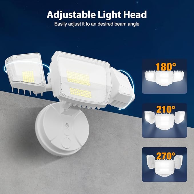 Onforu 90W Flood Lights Outdoor, 10000LM Ultra Bright 4-Head LED Security Light with Switch Control, IP66 Waterproof 6500K Exterior Lights for Yard Garage Patio