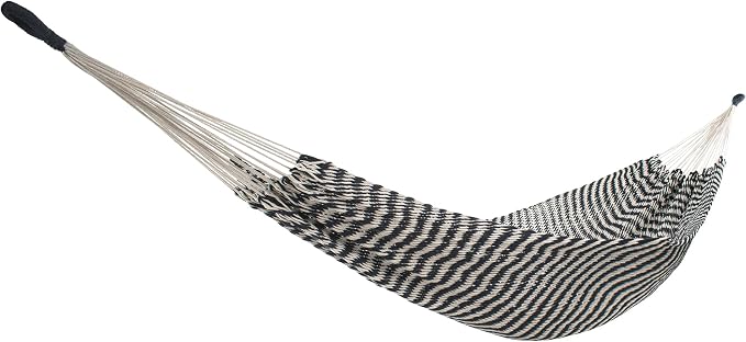 Bliss Hammocks Brazilian Style Rope Hammock, 34 Inch Wide Bed with Braided Rope Ends & Zinc-Coated Hardware - 350 Pound Capacity, Blue/Natural