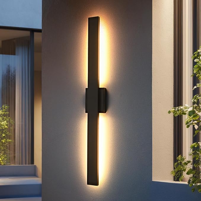 40.1inch Long Outdoor Modern LED Wall Light, Waterproof IP65 Warm White Led Wall Mount Lighting Fixture Black Outdoor Wall Sconces Outside Lights for House Garage Front Door Patio 2Pack
