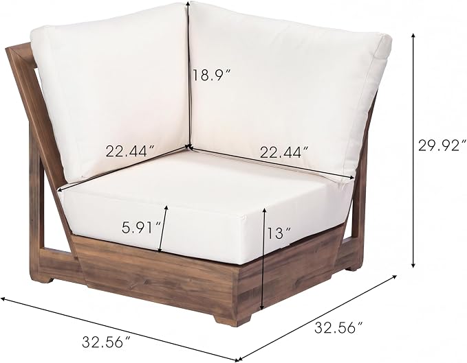 Christopher Knight Home Outdoor Sofa Set, Acacia Wood Modular Patio Furniture Set with Floor Seating Cushions Coffee Table Slatted Design Sectional Backyard Garden Conversation Set