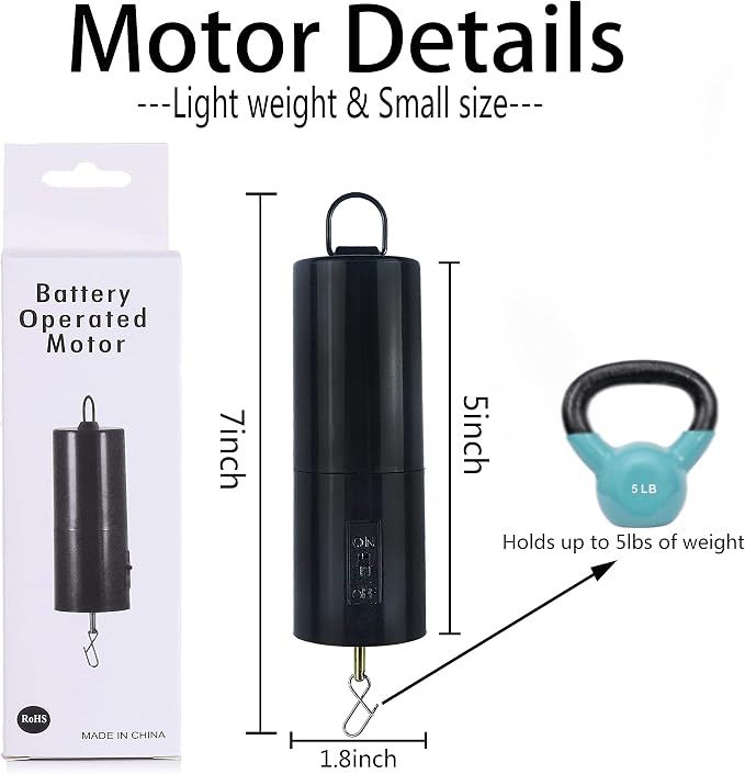 Wind Spinner Motor Hanging Display Battery Operated Rotating Motor | Multi-Purposes for Wind Spinner Mobile Yard Decor Hanging Ornament Outdoor Sculptures-Medium Speed 20 RPM(1 Pcs Black)