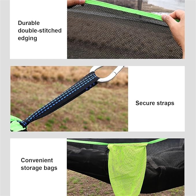 Camping Hammock， Outdoor Camping Hammock with Tree Straps Up to 660lbs(Green)
