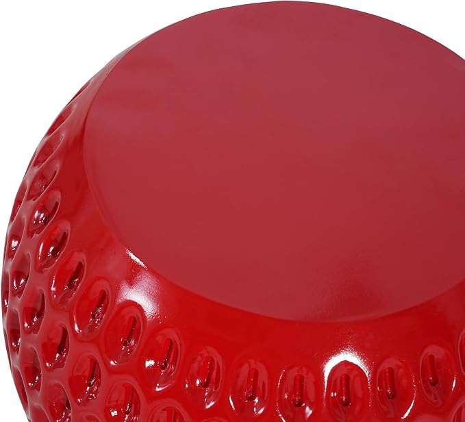 Christopher Knight Home Veygar MGO Outdoor Side Table with Flat Round Top, Lightweight Concrete Accent Table for Indoor/Outdoor Usage, Cute Strawberry-Inspired Small End Table, No Assembly, Red