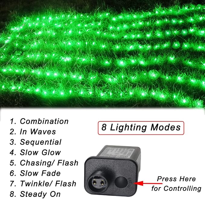 Pooqla Green Net Lights, 21x 5ft Halloween Bush Lights Outdoor Green Wire | 360 LED Large Net Mesh Lights Plug in, 8 Modes Waterproof Connectable Bushes Lights for Christmas Hedge Yard Decor