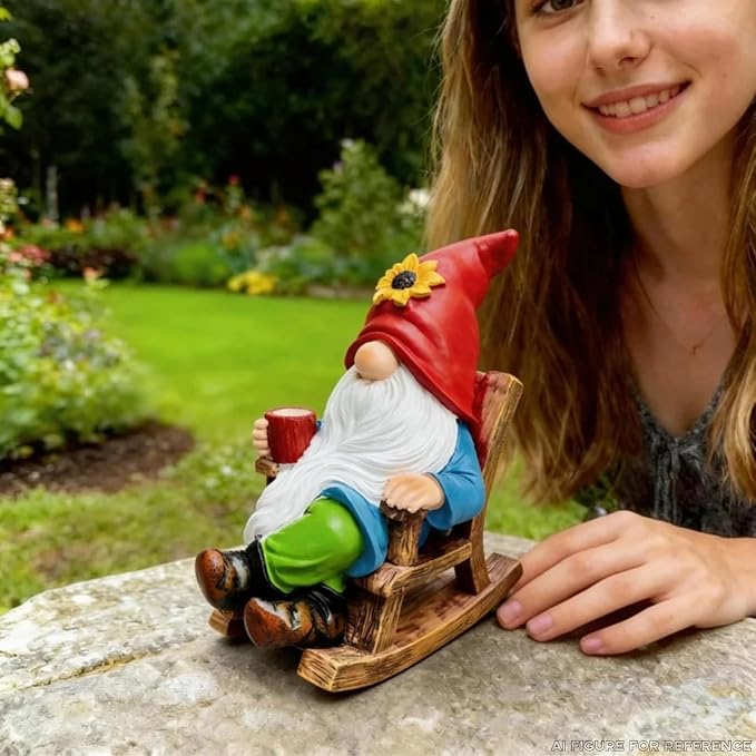 Outdoor Garden Gnome Statue Decoration - Funny Drinking Coffee gnomes Figurine Ornament for Indoor Outdoor Home Patio Yard Lawn - Lucky Gnome Unique Mom Birthday Gifts - Best Garden Gifts for Day
